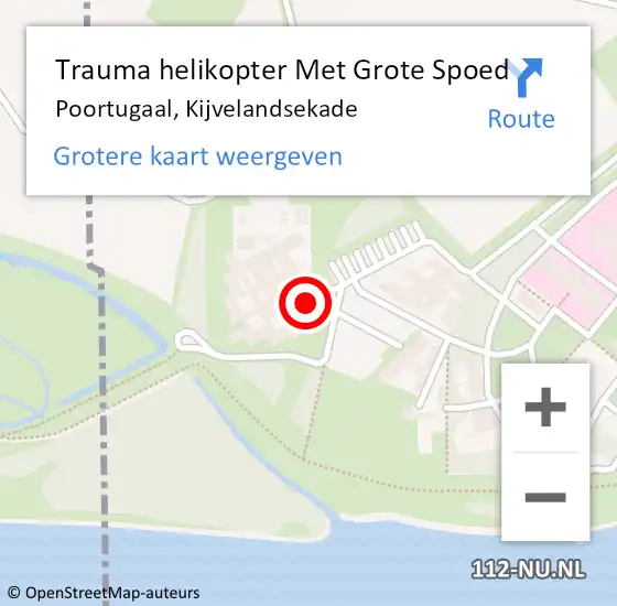 Locatie op kaart van de 112 melding: Trauma helikopter Met Grote Spoed Naar Poortugaal, Kijvelandsekade op 30 november 2021 10:57