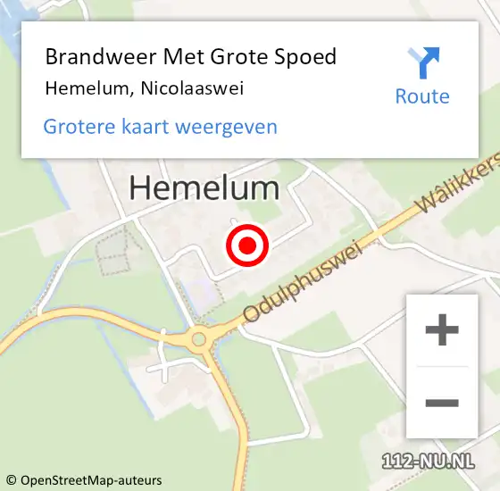 Locatie op kaart van de 112 melding: Brandweer Met Grote Spoed Naar Hemelum, Nicolaaswei op 30 november 2021 11:15