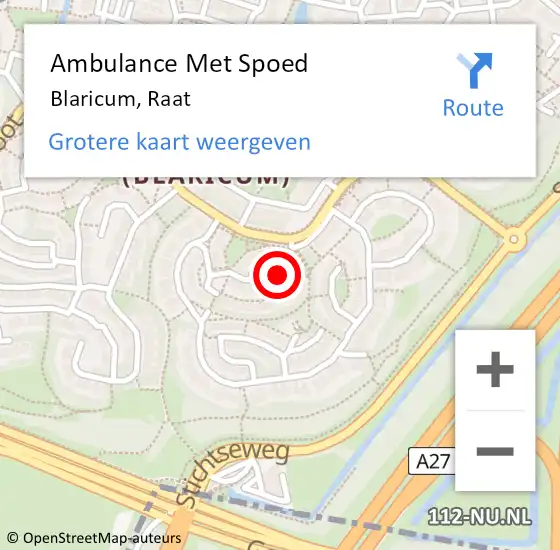 Locatie op kaart van de 112 melding: Ambulance Met Spoed Naar Blaricum, Raat op 30 juni 2014 21:41