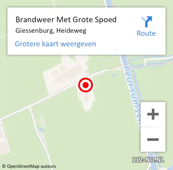 Locatie op kaart van de 112 melding: Brandweer Met Grote Spoed Naar Giessenburg, Heideweg op 30 november 2021 11:28