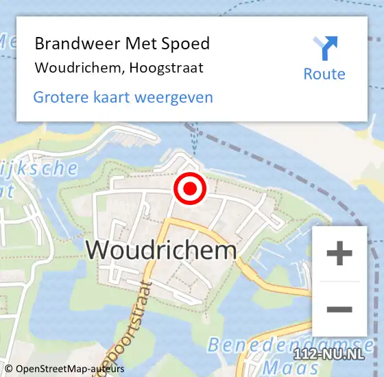 Locatie op kaart van de 112 melding: Brandweer Met Spoed Naar Woudrichem, Hoogstraat op 30 november 2021 12:08