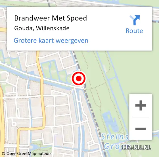 Locatie op kaart van de 112 melding: Brandweer Met Spoed Naar Gouda, Willenskade op 30 november 2021 12:09