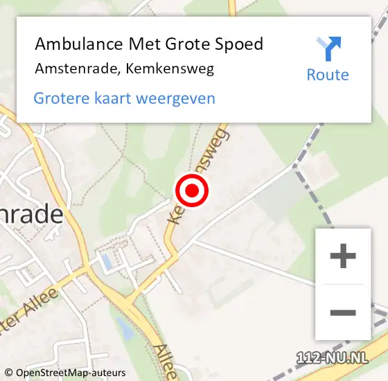 Locatie op kaart van de 112 melding: Ambulance Met Grote Spoed Naar Amstenrade, Kemkensweg op 30 juni 2014 21:48