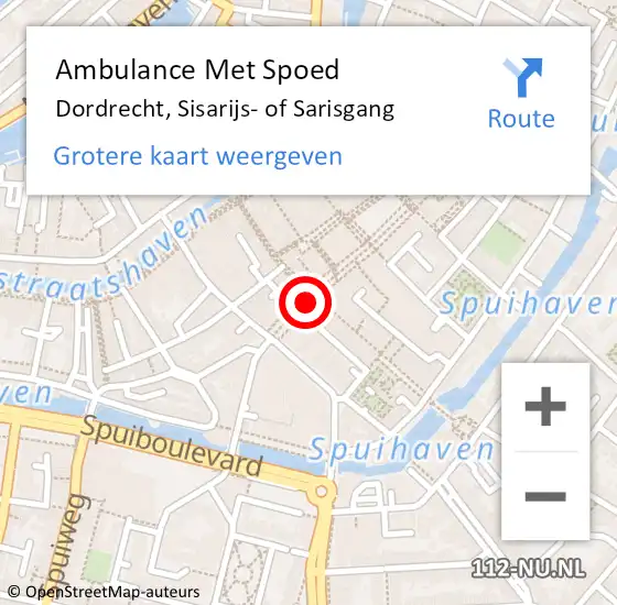 Locatie op kaart van de 112 melding: Ambulance Met Spoed Naar Dordrecht, Sisarijs- of Sarisgang op 30 november 2021 12:17