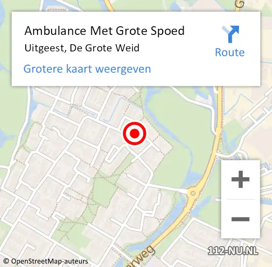 Locatie op kaart van de 112 melding: Ambulance Met Grote Spoed Naar Uitgeest, De Grote Weid op 30 november 2021 12:23