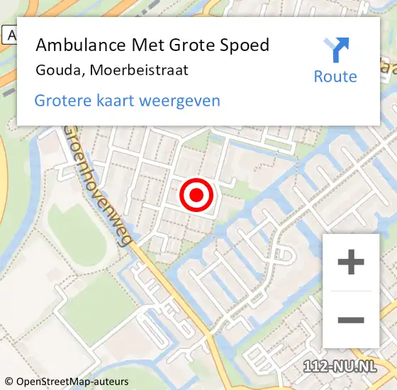 Locatie op kaart van de 112 melding: Ambulance Met Grote Spoed Naar Gouda, Moerbeistraat op 30 november 2021 12:27