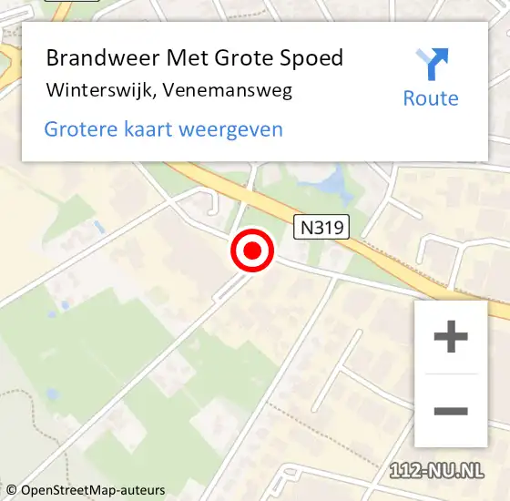 Locatie op kaart van de 112 melding: Brandweer Met Grote Spoed Naar Winterswijk, Venemansweg op 30 november 2021 12:29