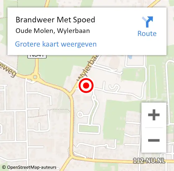 Locatie op kaart van de 112 melding: Brandweer Met Spoed Naar Oude Molen, Wylerbaan op 30 juni 2014 21:53