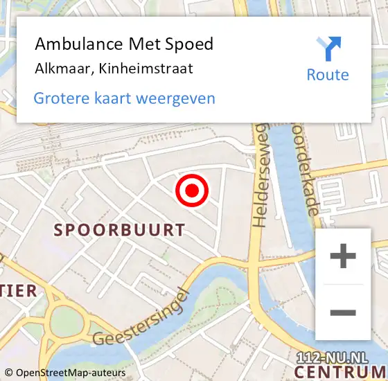 Locatie op kaart van de 112 melding: Ambulance Met Spoed Naar Alkmaar, Kinheimstraat op 30 november 2021 12:55