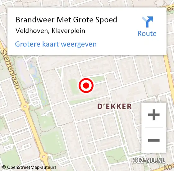 Locatie op kaart van de 112 melding: Brandweer Met Grote Spoed Naar Veldhoven, Klaverplein op 30 november 2021 13:00