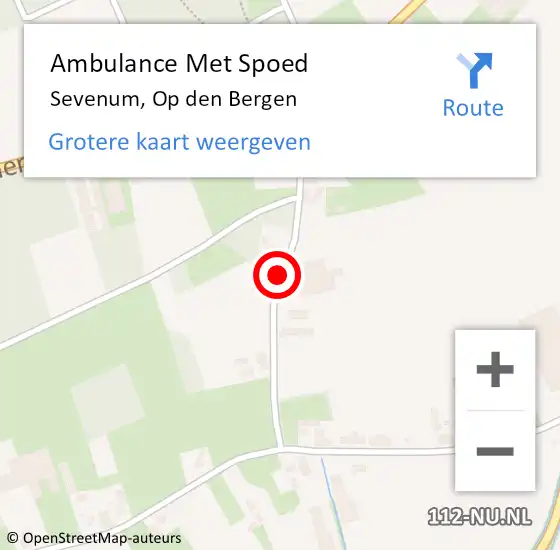 Locatie op kaart van de 112 melding: Ambulance Met Spoed Naar Sevenum, Op den Bergen op 30 november 2021 13:01