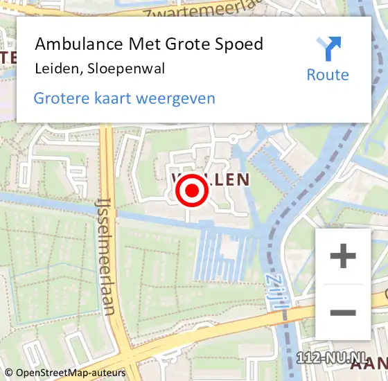 Locatie op kaart van de 112 melding: Ambulance Met Grote Spoed Naar Leiden, Sloepenwal op 30 november 2021 13:14