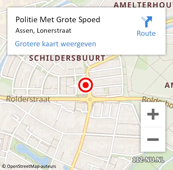 Locatie op kaart van de 112 melding: Politie Met Grote Spoed Naar Assen, Lonerstraat op 30 november 2021 13:15