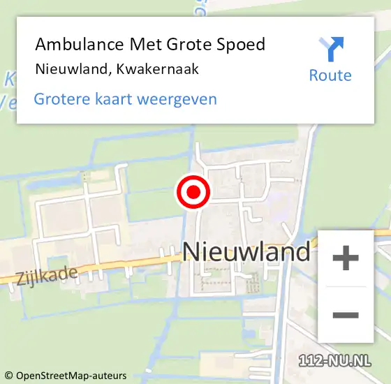 Locatie op kaart van de 112 melding: Ambulance Met Grote Spoed Naar Nieuwland, Kwakernaak op 30 november 2021 13:57