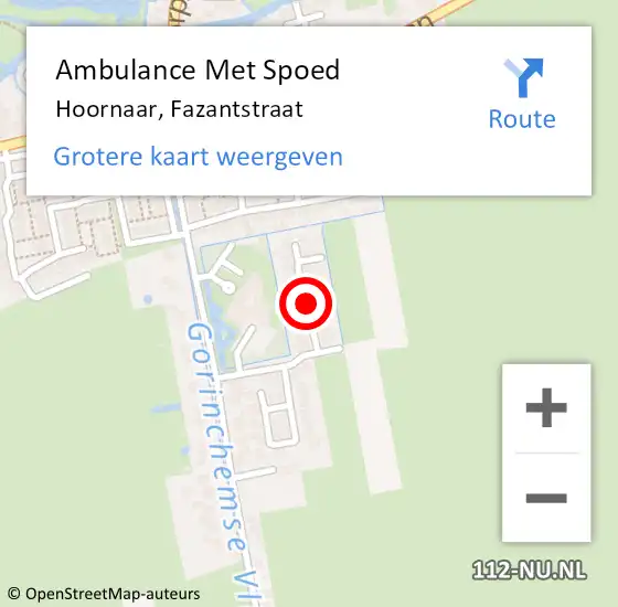 Locatie op kaart van de 112 melding: Ambulance Met Spoed Naar Hoornaar, Fazantstraat op 30 november 2021 14:04