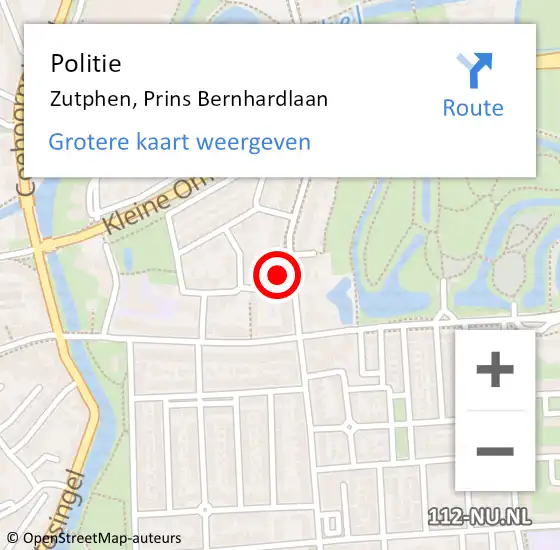 Locatie op kaart van de 112 melding: Politie Zutphen, Prins Bernhardlaan op 30 november 2021 14:26