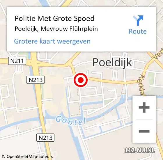 Locatie op kaart van de 112 melding: Politie Met Grote Spoed Naar Poeldijk, Mevrouw Flührplein op 30 november 2021 14:26