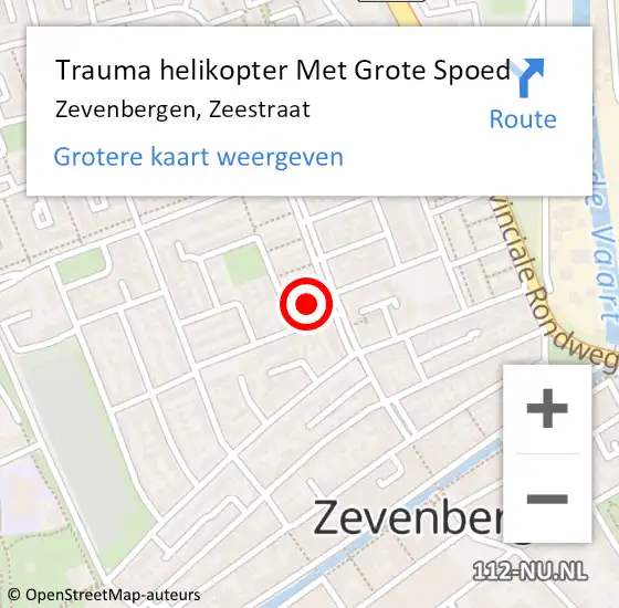 Locatie op kaart van de 112 melding: Trauma helikopter Met Grote Spoed Naar Zevenbergen, Zeestraat op 30 november 2021 14:26