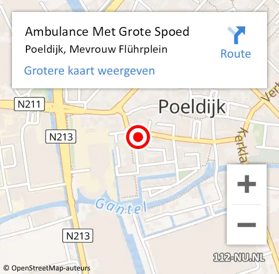 Locatie op kaart van de 112 melding: Ambulance Met Grote Spoed Naar Poeldijk, Mevrouw Flührplein op 30 november 2021 14:27