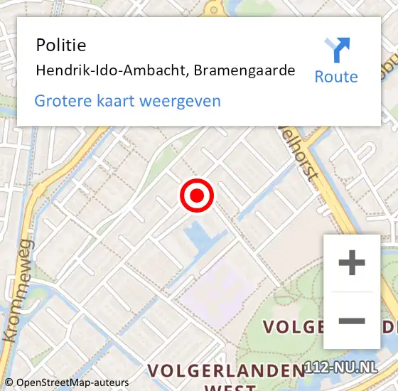 Locatie op kaart van de 112 melding: Politie Hendrik-Ido-Ambacht, Bramengaarde op 30 november 2021 14:27