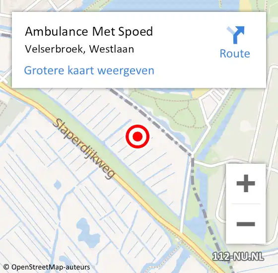 Locatie op kaart van de 112 melding: Ambulance Met Spoed Naar Velserbroek, Westlaan op 30 november 2021 14:30