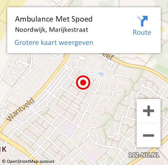 Locatie op kaart van de 112 melding: Ambulance Met Spoed Naar Noordwijk, Marijkestraat op 30 november 2021 14:34