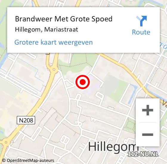 Locatie op kaart van de 112 melding: Brandweer Met Grote Spoed Naar Hillegom, Mariastraat op 30 juni 2014 22:04