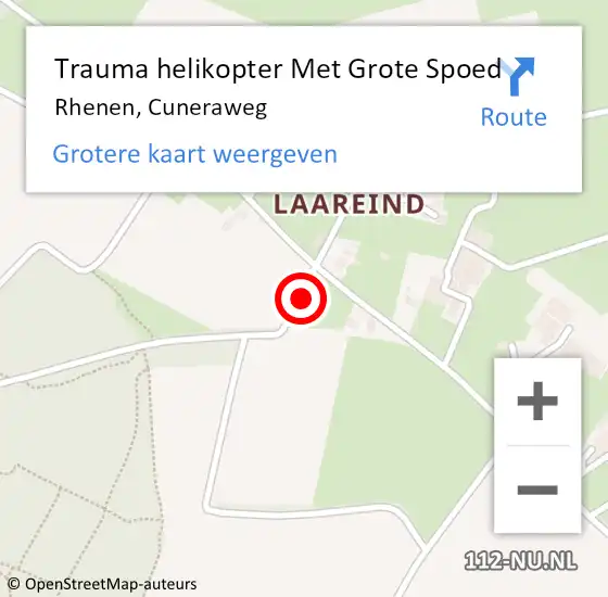 Locatie op kaart van de 112 melding: Trauma helikopter Met Grote Spoed Naar Rhenen, Cuneraweg op 30 november 2021 14:53