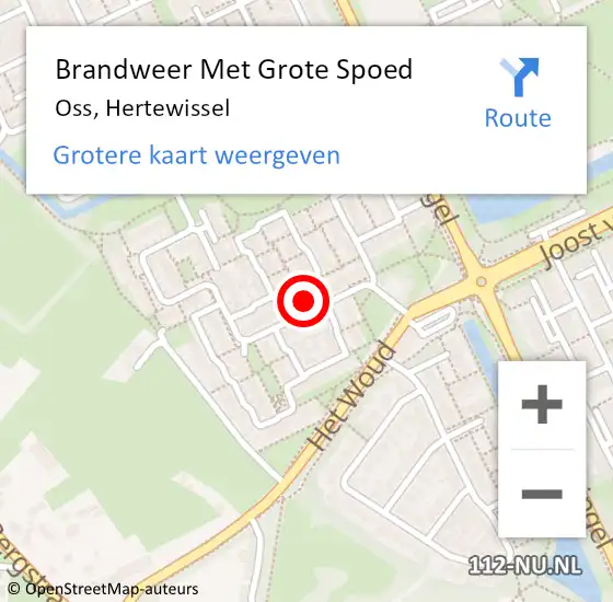 Locatie op kaart van de 112 melding: Brandweer Met Grote Spoed Naar Oss, Hertewissel op 30 november 2021 15:15