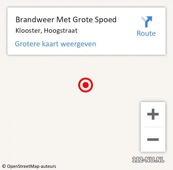 Locatie op kaart van de 112 melding: Brandweer Met Grote Spoed Naar Klooster, Hoogstraat op 30 juni 2014 22:10