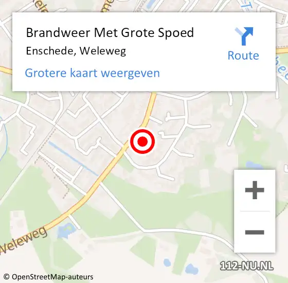 Locatie op kaart van de 112 melding: Brandweer Met Grote Spoed Naar Enschede, Weleweg op 30 november 2021 15:44