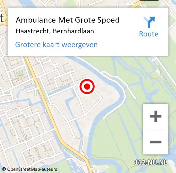 Locatie op kaart van de 112 melding: Ambulance Met Grote Spoed Naar Haastrecht, Bernhardlaan op 30 november 2021 15:50