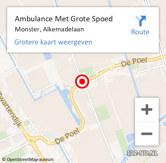 Locatie op kaart van de 112 melding: Ambulance Met Grote Spoed Naar Monster, Alkemadelaan op 30 november 2021 16:00