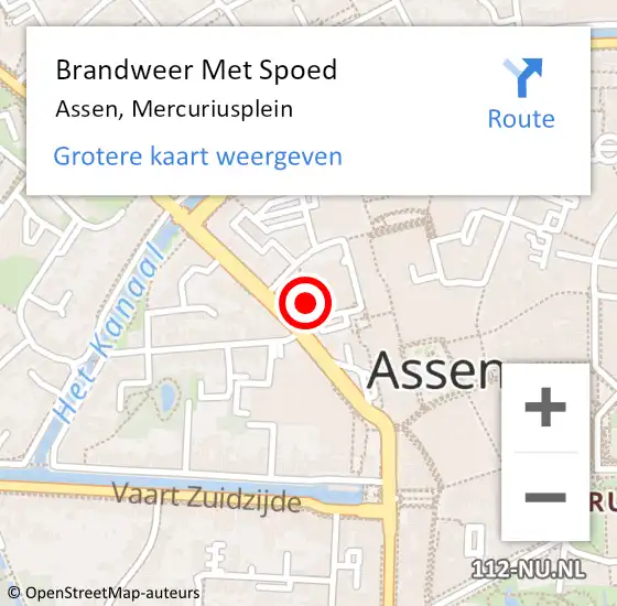 Locatie op kaart van de 112 melding: Brandweer Met Spoed Naar Assen, Mercuriusplein op 30 november 2021 16:09