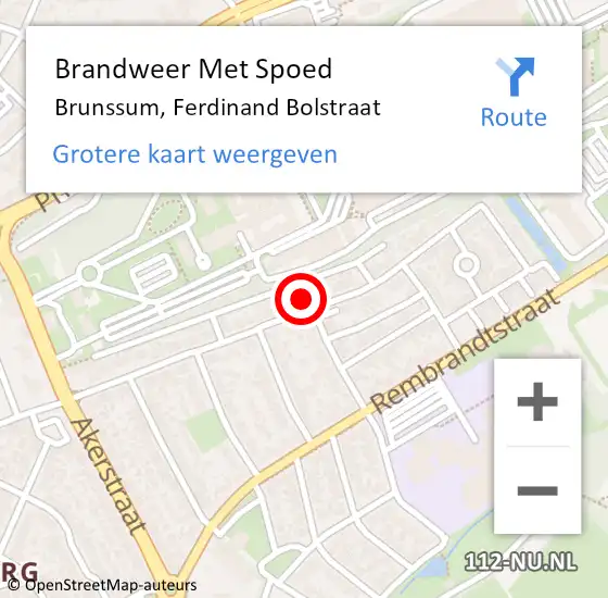 Locatie op kaart van de 112 melding: Brandweer Met Spoed Naar Brunssum, Ferdinand Bolstraat op 30 november 2021 16:17