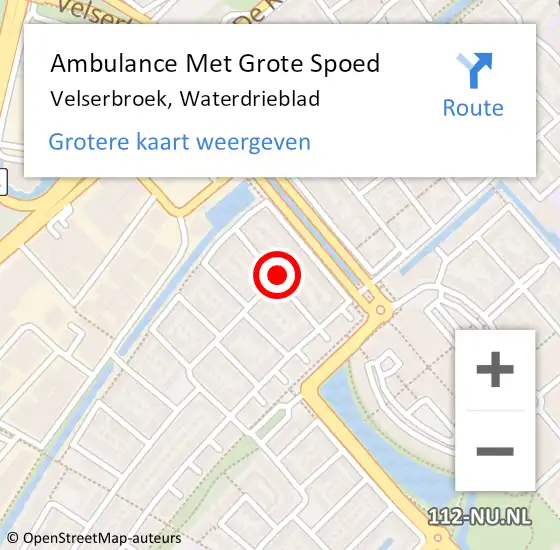 Locatie op kaart van de 112 melding: Ambulance Met Grote Spoed Naar Velserbroek, Waterdrieblad op 30 november 2021 16:23