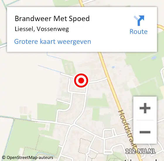 Locatie op kaart van de 112 melding: Brandweer Met Spoed Naar Liessel, Vossenweg op 30 november 2021 16:35