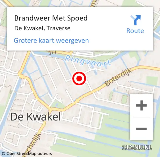 Locatie op kaart van de 112 melding: Brandweer Met Spoed Naar De Kwakel, Traverse op 30 november 2021 16:36