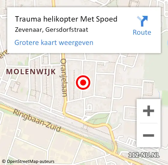 Locatie op kaart van de 112 melding: Trauma helikopter Met Spoed Naar Zevenaar, Gersdorfstraat op 30 november 2021 16:48