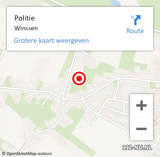 Locatie op kaart van de 112 melding: Politie Winssen op 30 november 2021 16:53