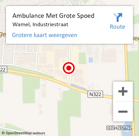 Locatie op kaart van de 112 melding: Ambulance Met Grote Spoed Naar Wamel, Industriestraat op 30 november 2021 16:56