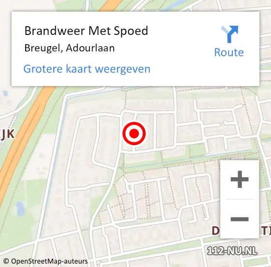 Locatie op kaart van de 112 melding: Brandweer Met Spoed Naar Breugel, Adourlaan op 30 november 2021 17:00