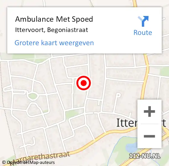 Locatie op kaart van de 112 melding: Ambulance Met Spoed Naar Ittervoort, Begoniastraat op 30 november 2021 17:05