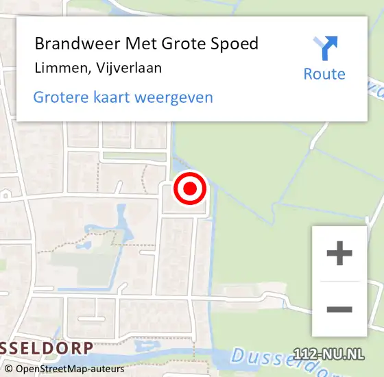 Locatie op kaart van de 112 melding: Brandweer Met Grote Spoed Naar Limmen, Vijverlaan op 30 november 2021 17:21