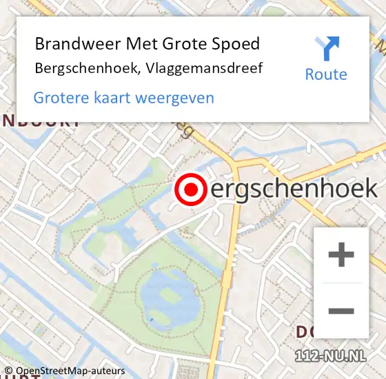 Locatie op kaart van de 112 melding: Brandweer Met Grote Spoed Naar Bergschenhoek, Vlaggemansdreef op 30 november 2021 17:25