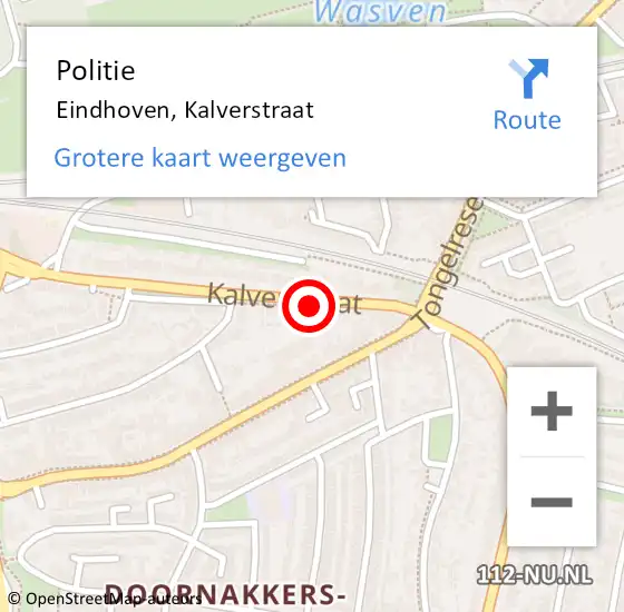 Locatie op kaart van de 112 melding: Politie Eindhoven, Kalverstraat op 30 november 2021 17:29