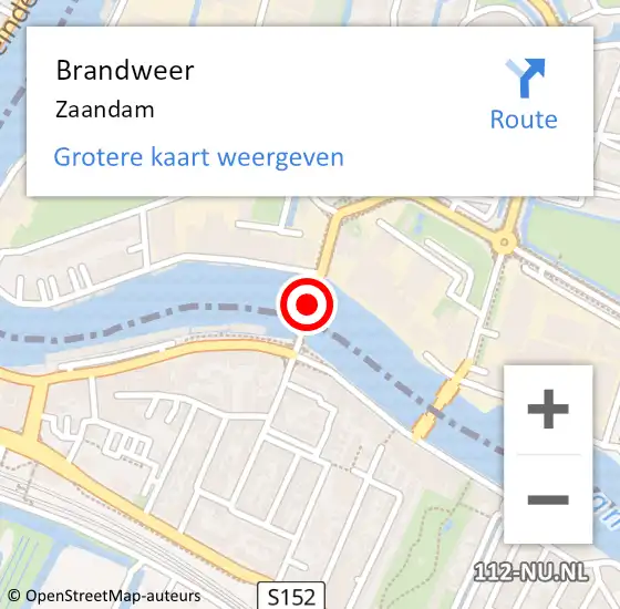 Locatie op kaart van de 112 melding: Brandweer Zaandam op 30 november 2021 17:59