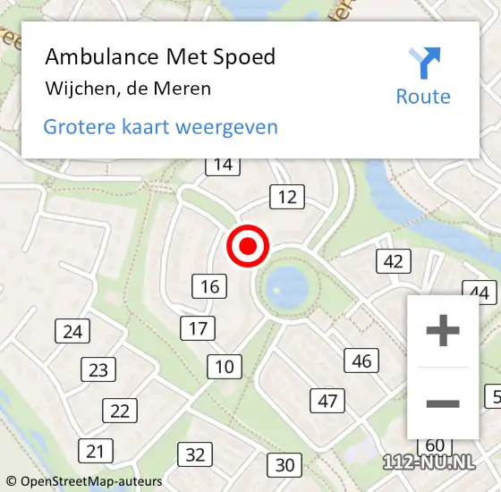 Locatie op kaart van de 112 melding: Ambulance Met Spoed Naar Wijchen, de Meren op 30 november 2021 18:14