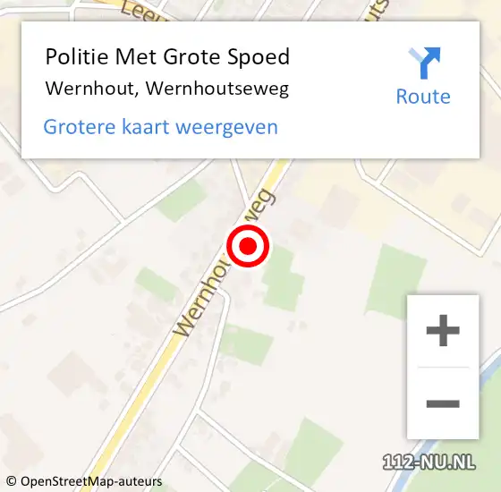 Locatie op kaart van de 112 melding: Politie Met Grote Spoed Naar Wernhout, Wernhoutseweg op 30 november 2021 18:23