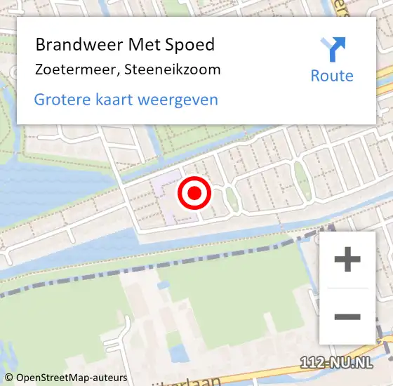 Locatie op kaart van de 112 melding: Brandweer Met Spoed Naar Zoetermeer, Steeneikzoom op 30 november 2021 18:25